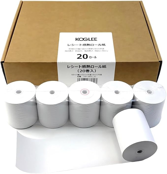 Amazon.co.jp: HAPPEAST 感熱ロール紙 58mm幅 (20巻入) 32m